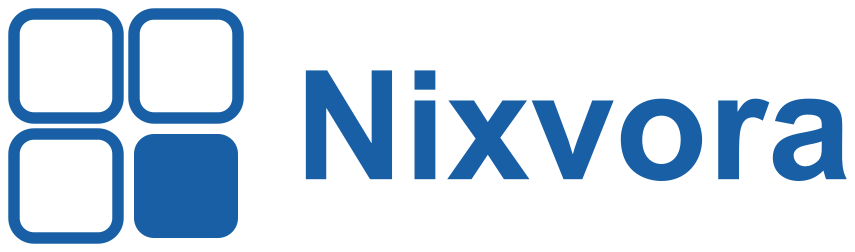 Nixvora outline logo in royal blue